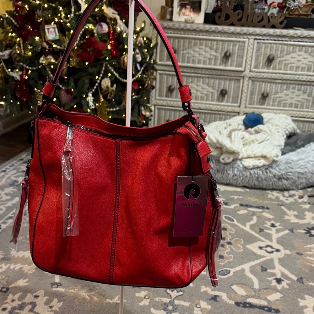 Red Realer Vegan Leather Women Bag